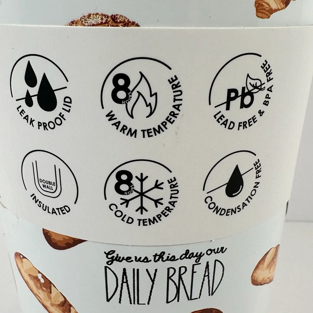 Pepper & Poppy Travel Mug 17oz Stainless Steel Insulated Bread Pretzel